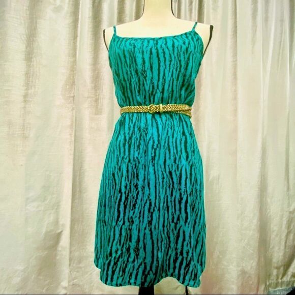 ⭐️ VINTAGE Mini Black & Teal Dress CUSTOM! - Picture 8 of 9